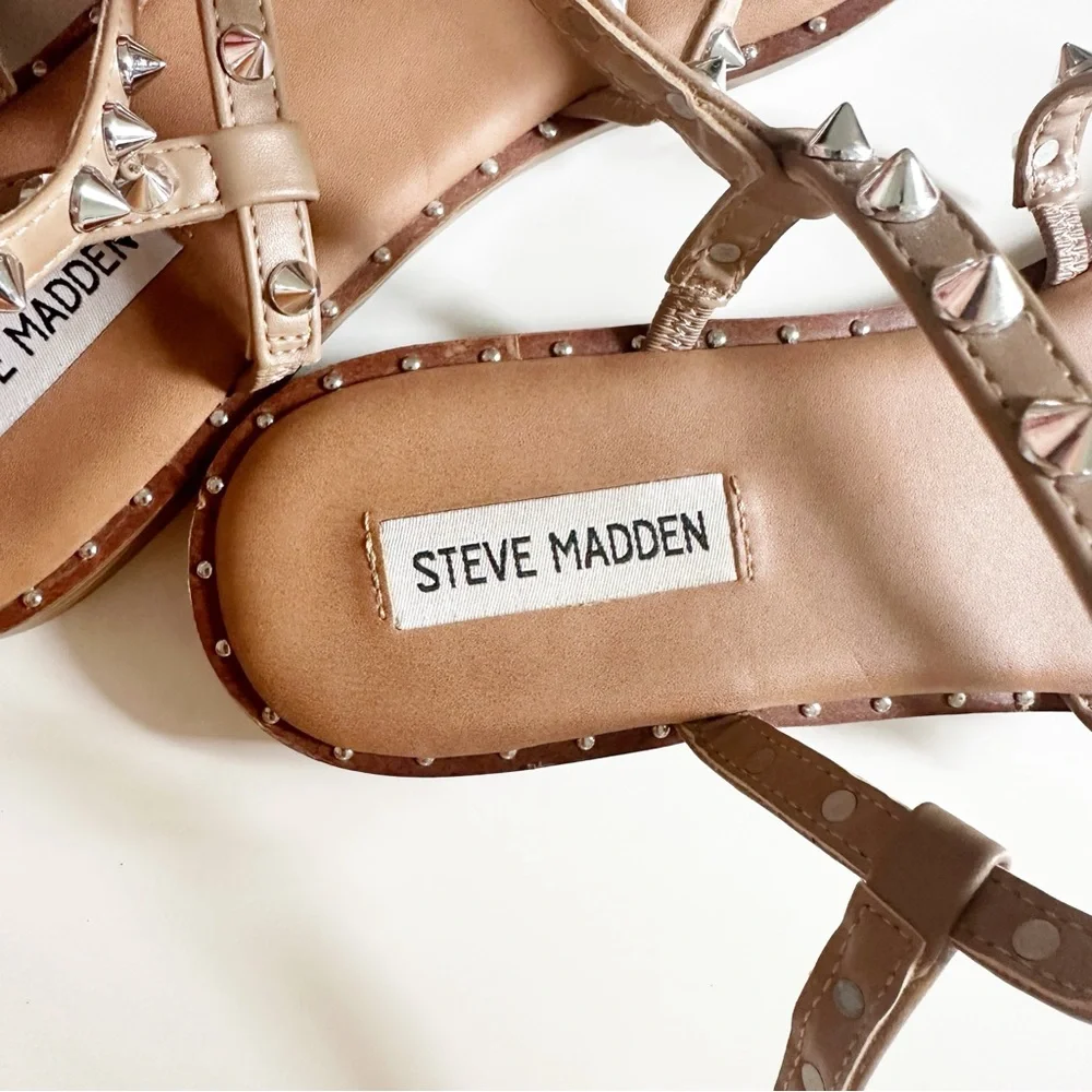 Steve Madden Transport Studded Strappy Gladiator Sandal Tan 10